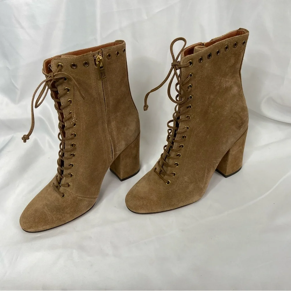 Coach Camel Suede Dean Lace Up Booties - Picture 2 of 10